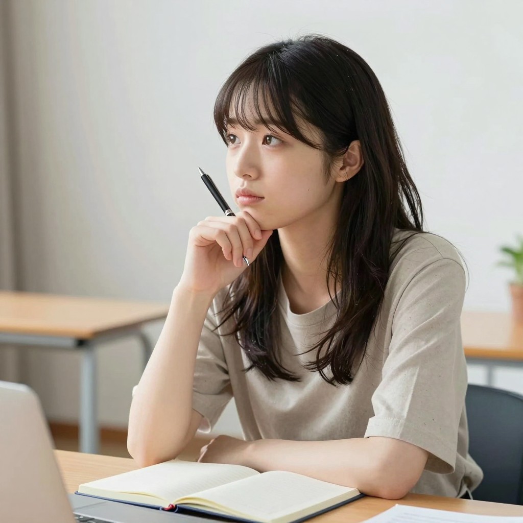 シェアハウスについて考える女性