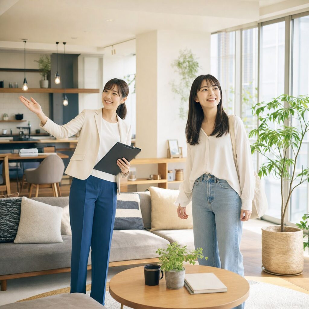 シェアハウスの内見をする女性
