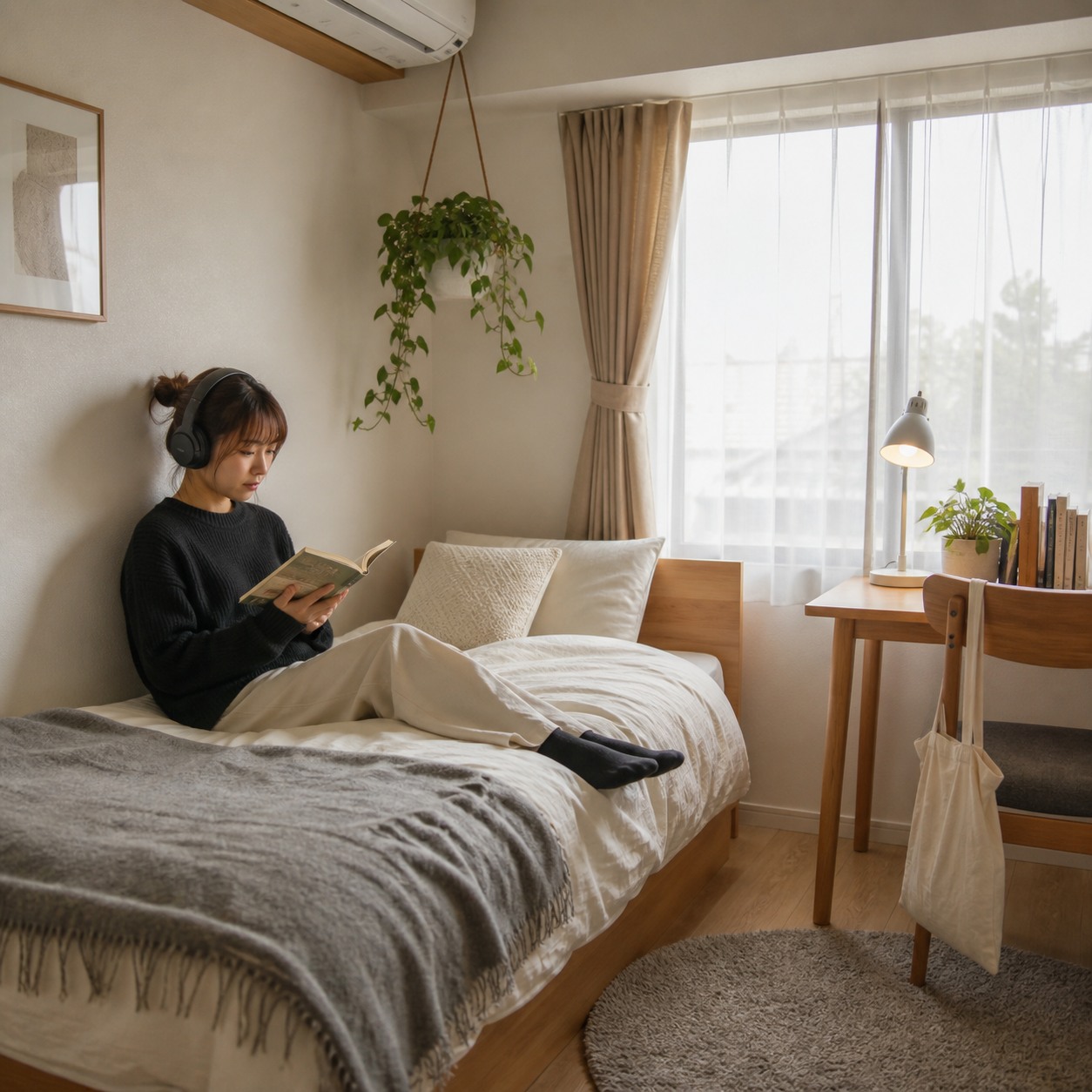 個室でひとりの時間を過ごす女性